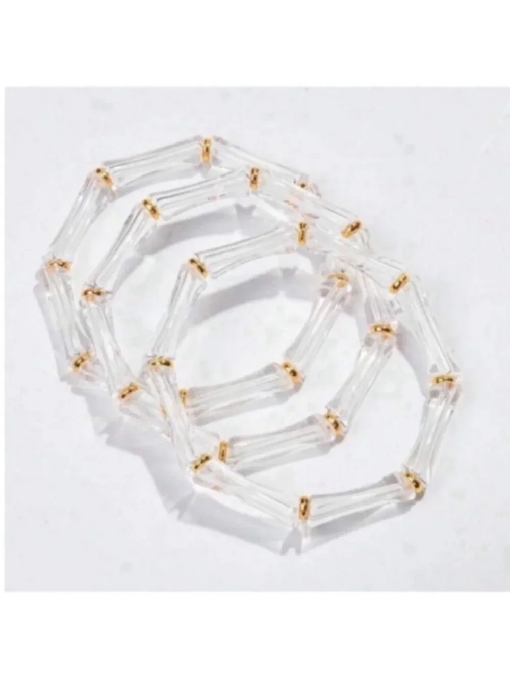 New! Clear Acrylic Bamboo Bracelet Stack Set NWOT